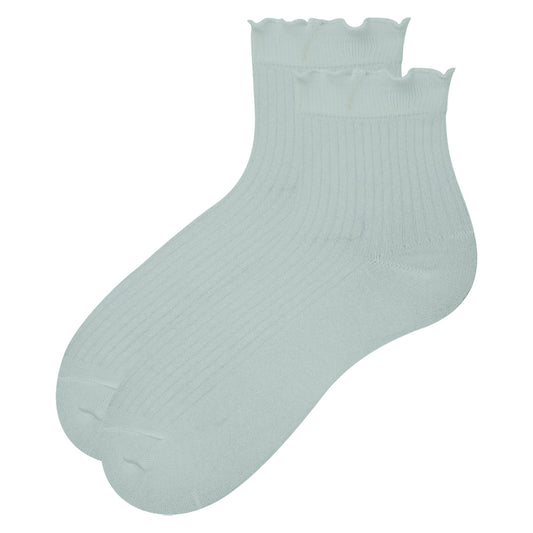 Women Frill Ribbed White Socks