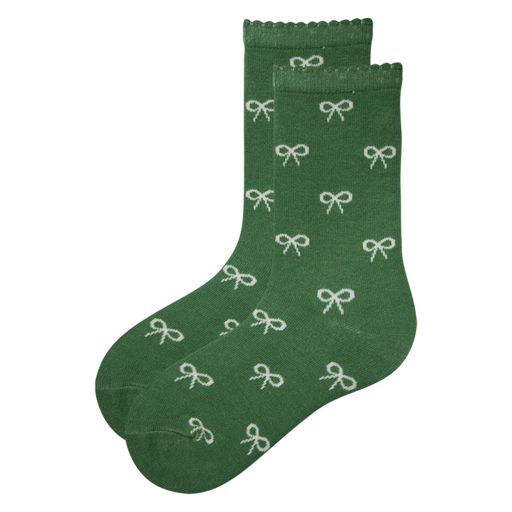 heart & Ribbon Scalloped Girl Socks