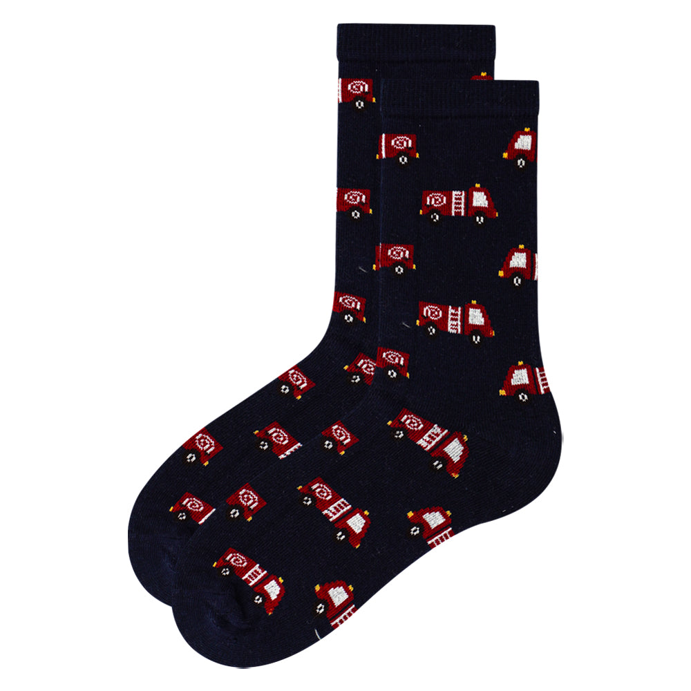 Boys Fun Vehicle Print Crew Socks