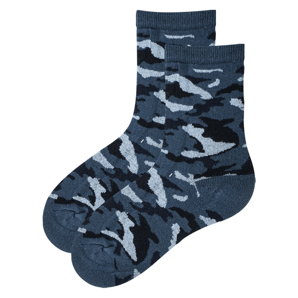 Boys' Blue Camouflage Crew Socks