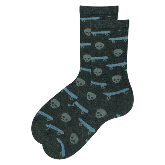 Boys Skateboard & Skull Print Socks