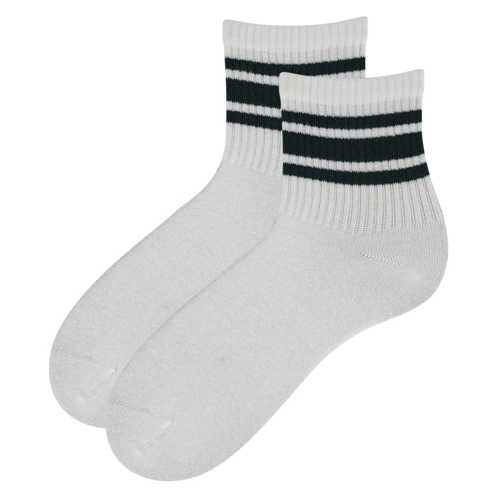 Men Green Stripe Athletic Crew Socks