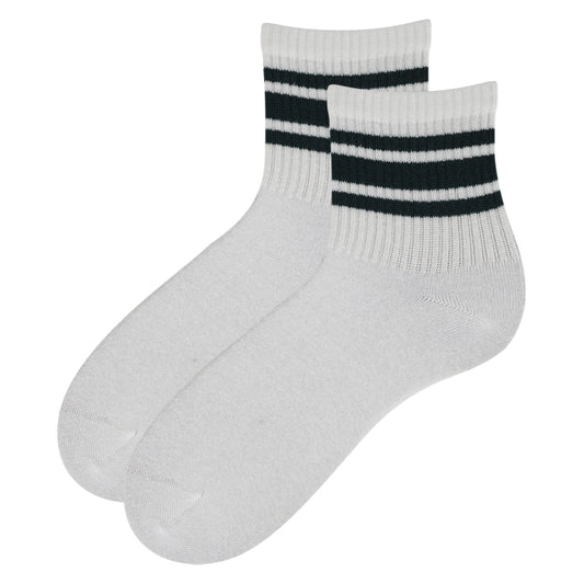 Men Green Stripe Athletic Crew Socks