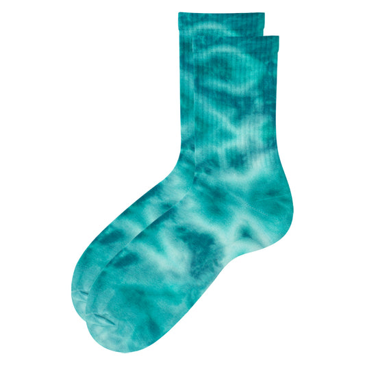 Unisex Teal Tie-Dye Crew Socks