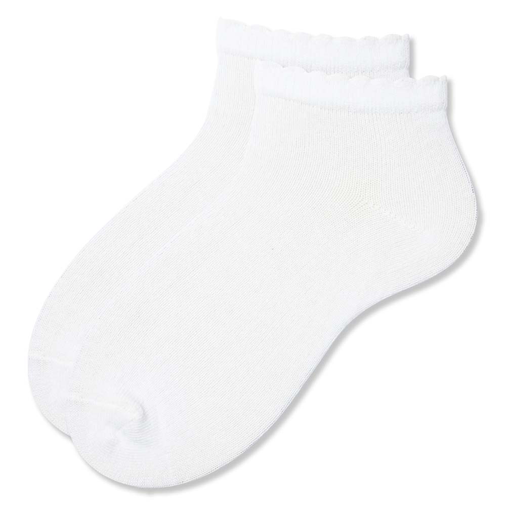 Plain White Ruffle Ankle Socks for Girls