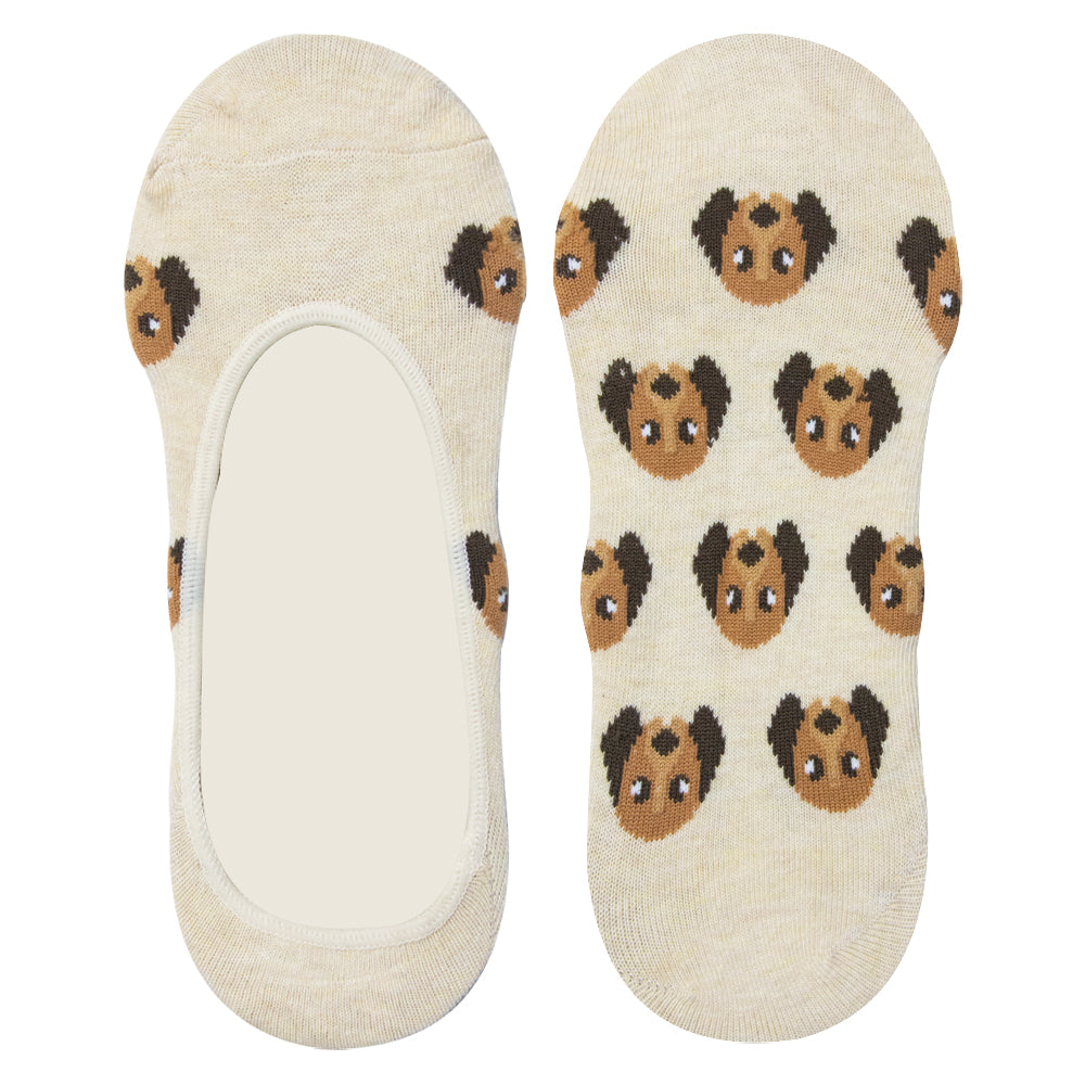 Women No-Show Socks with Cute Dog Print