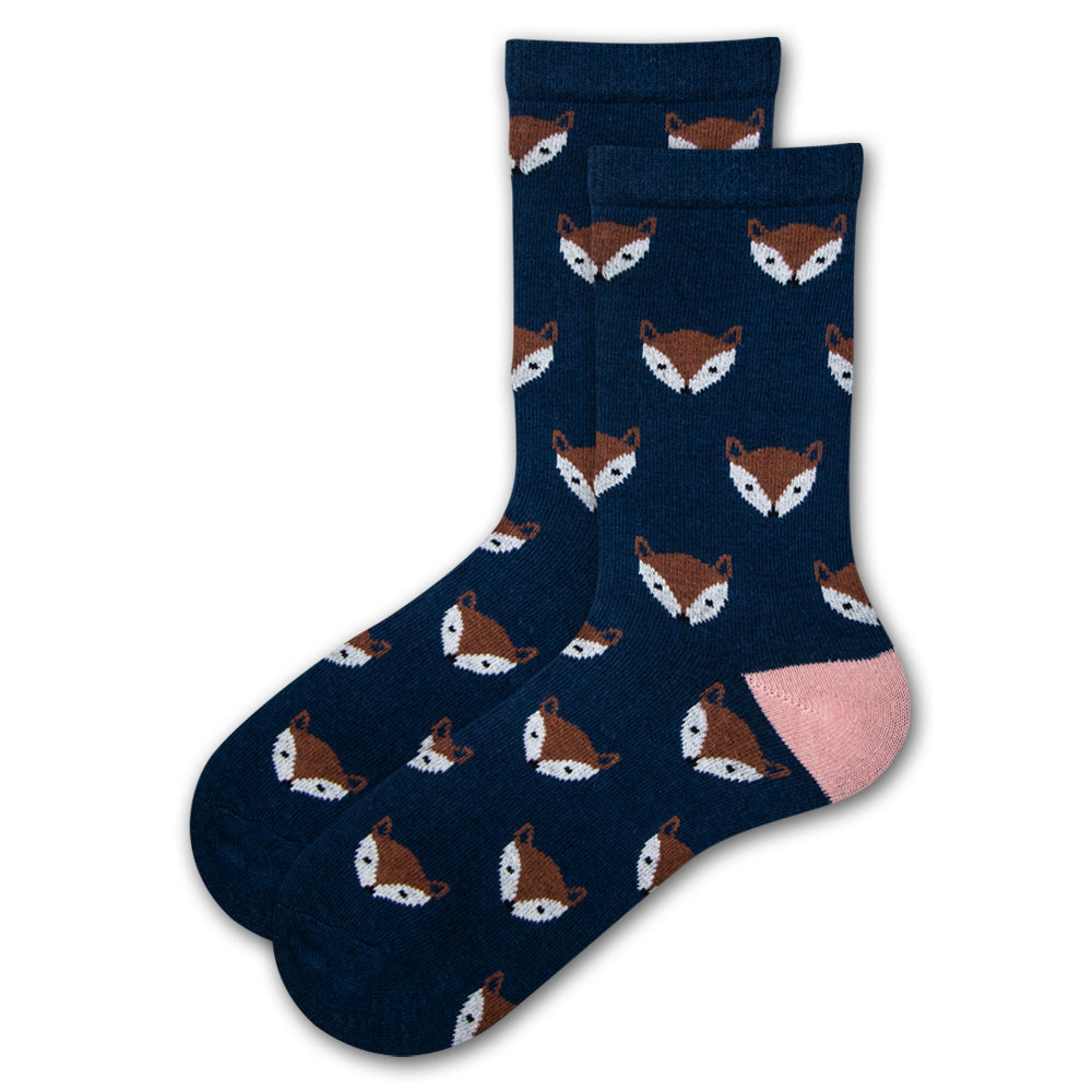 Girls Fox & Polka Dot Print Crew Socks