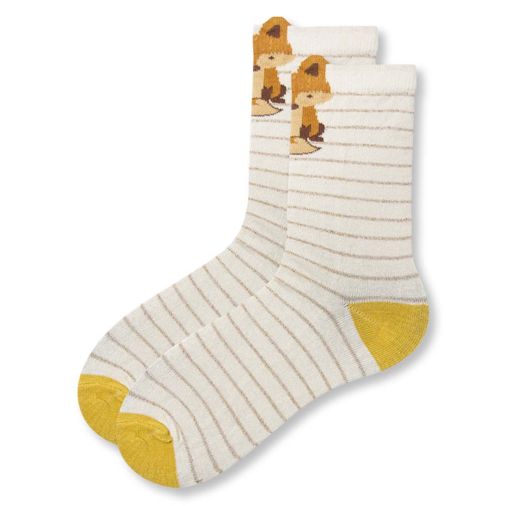 Chic Fox Striped Crew Socks for Girls