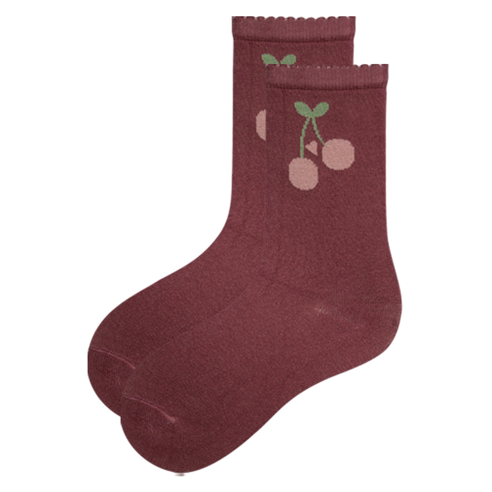 Girls' Cherry Knit Crew Socks