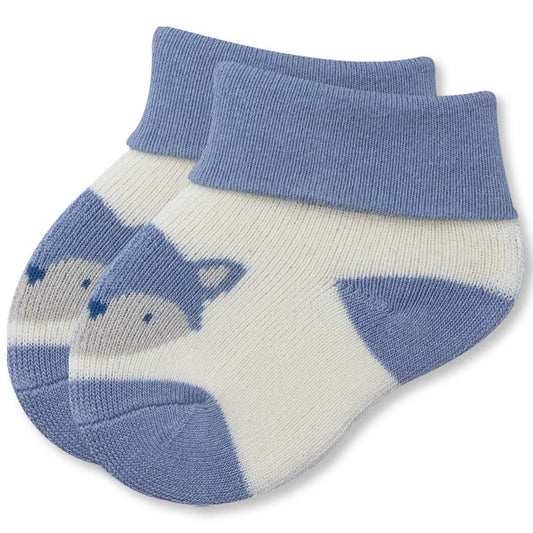 Blue & White Fox Baby Boy Socks