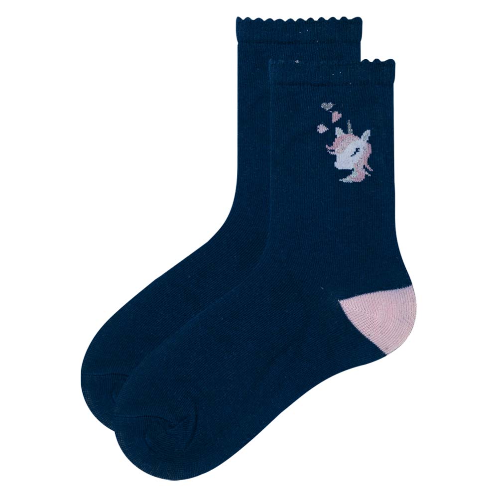 Unicorn Girls Navy Crew Socks