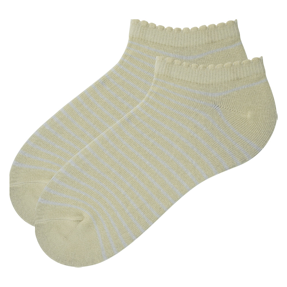 Yellow Stripe Ankle Girls Socks