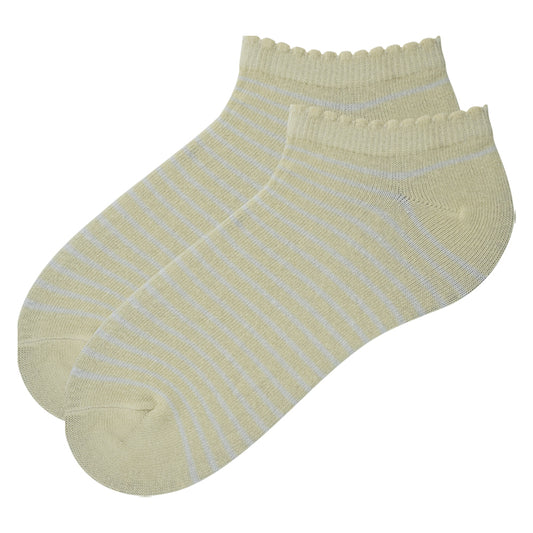 Yellow Stripe Ankle Girls Socks