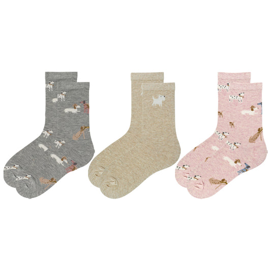 Adorable Puppy Pattern Girls Crew Socks