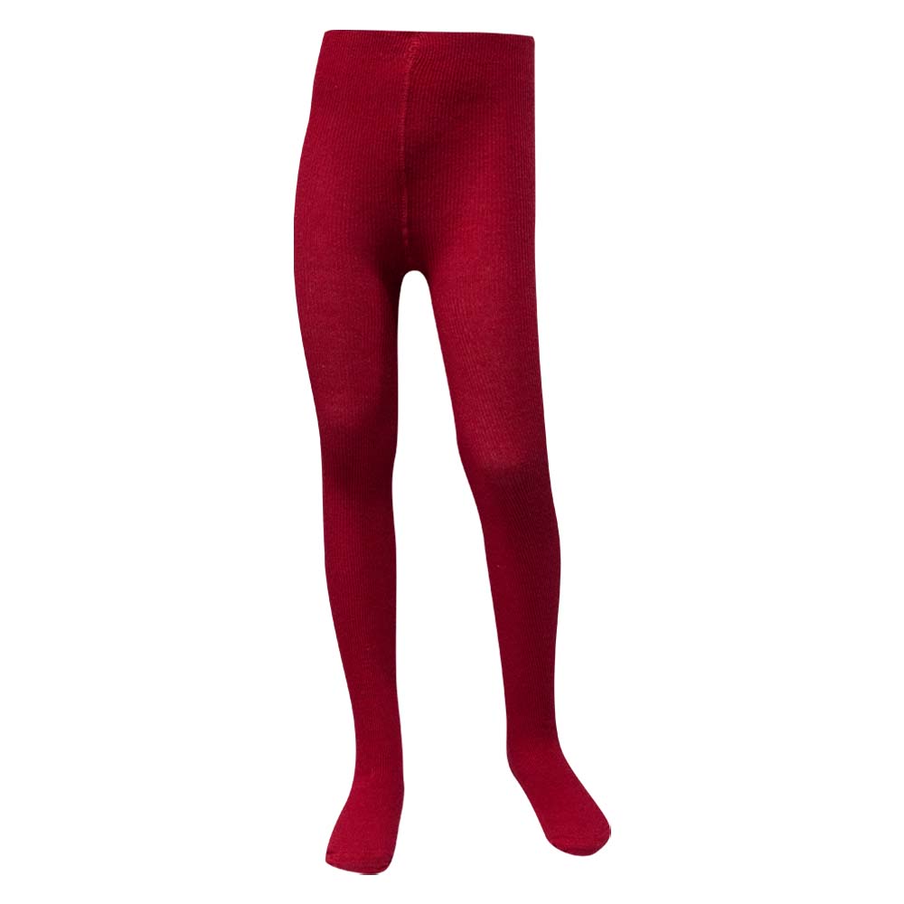 Cozy Knit Plain Red Girls Tights (OT)
