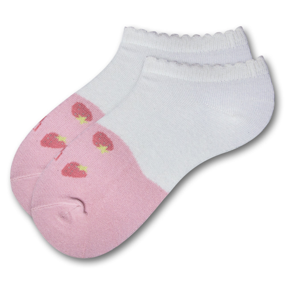 Strawberry Shake Design Ankle Socks for Girls