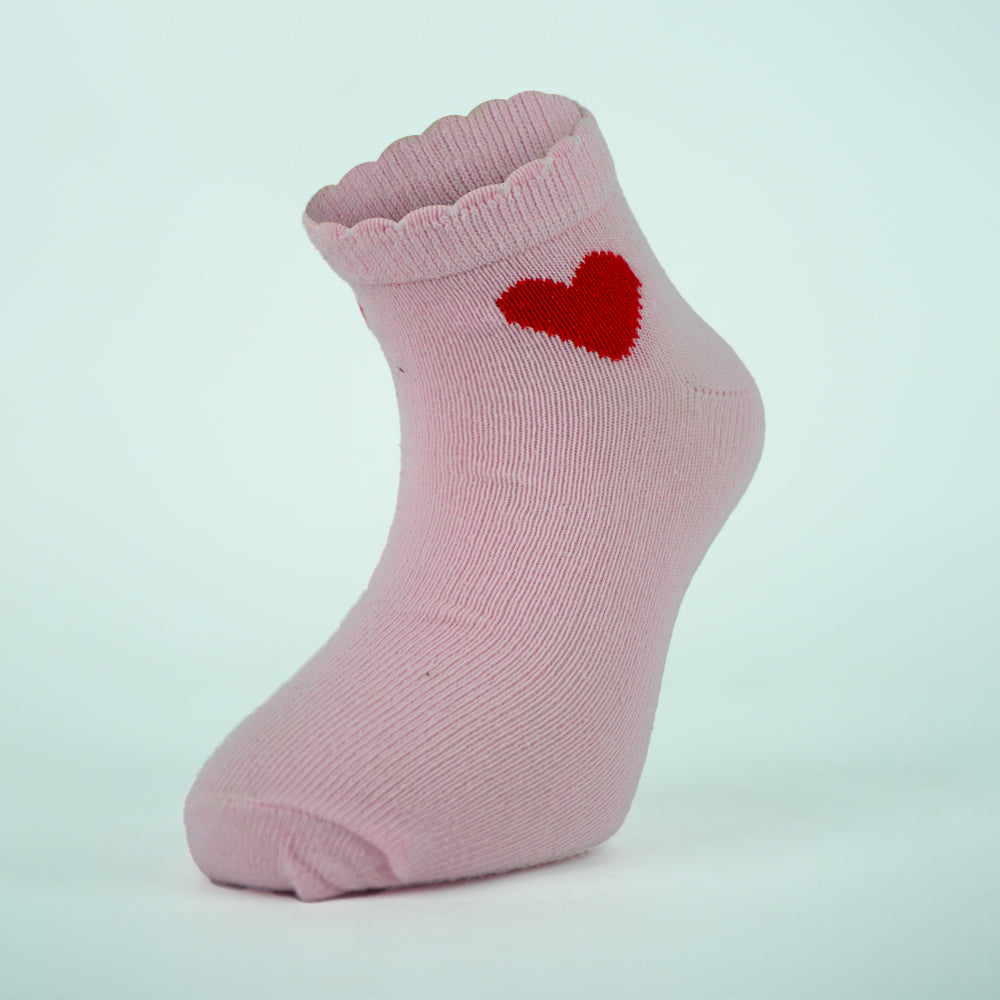 Heart Ruffle Trim Ankle Girls Socks