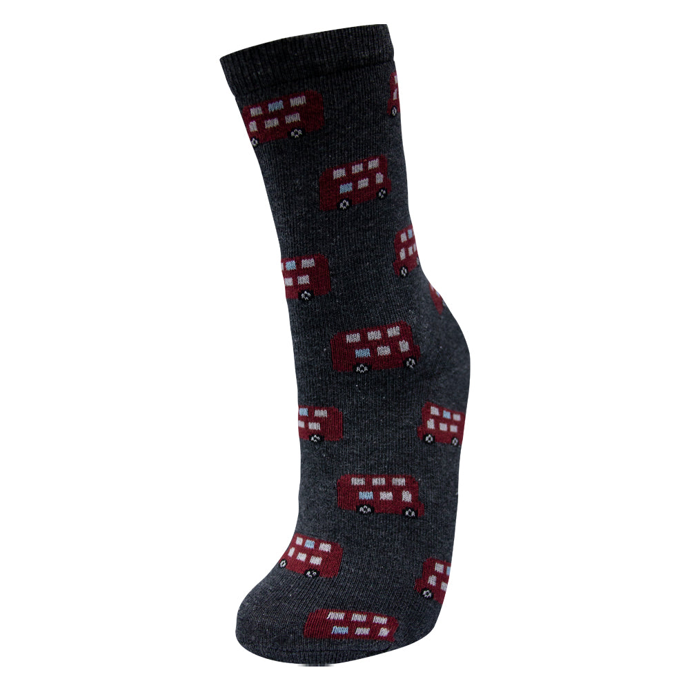 Bus Print Boy's Crew Socks