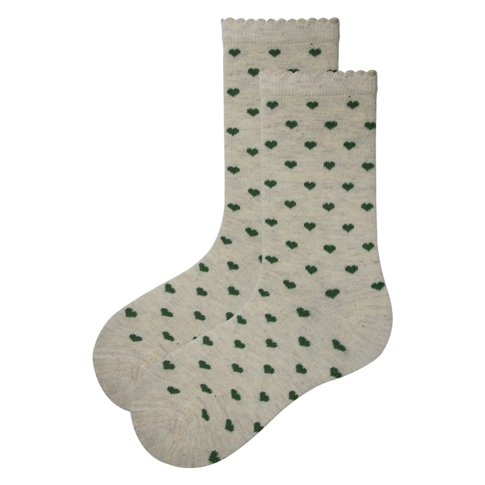 heart & Ribbon Scalloped Girl Socks