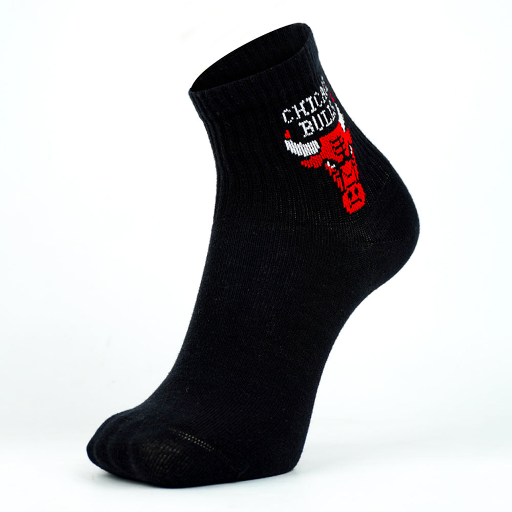 Men Bull Print Quarter Socks