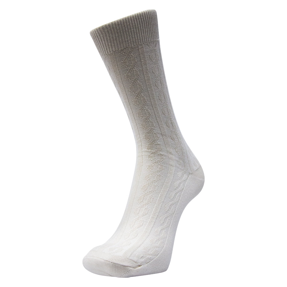 Men's White Cable Knit Dress Socks