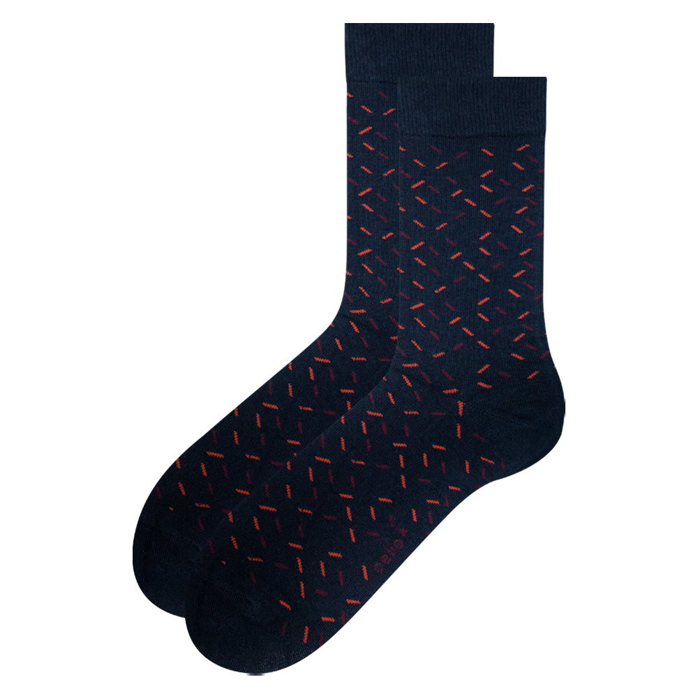 Pack of 2 - Men’s Navy Blue Patterned Crew Socks
