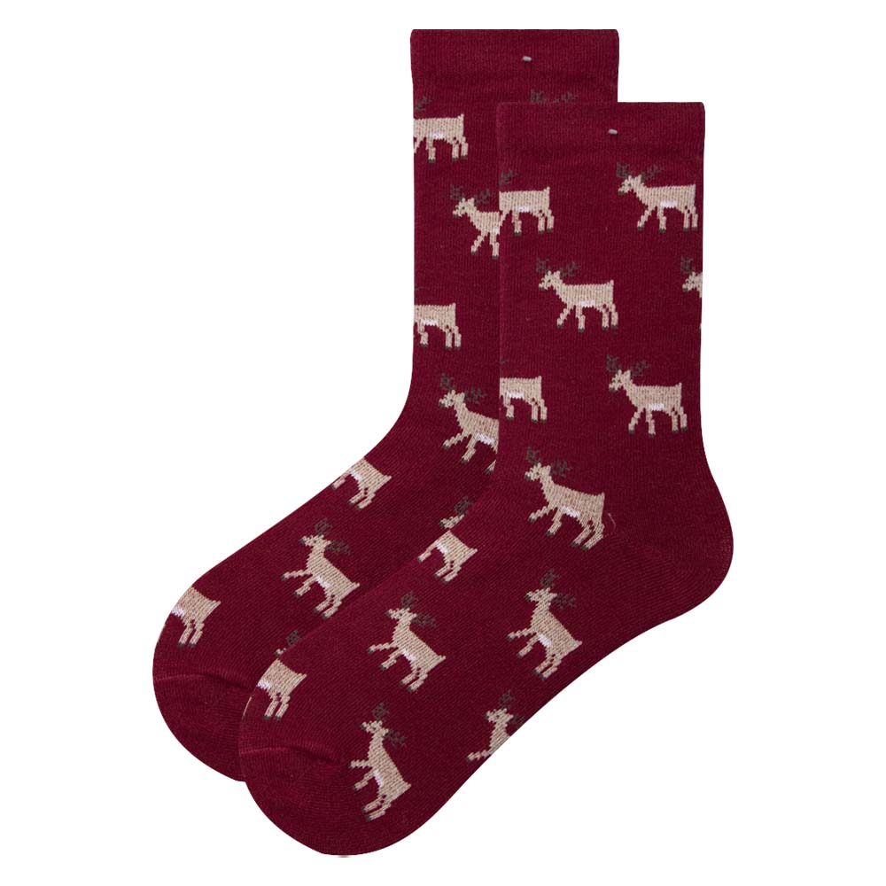 Stripes & Whimsical Deer Pattern Kids Unisex Crew Sock