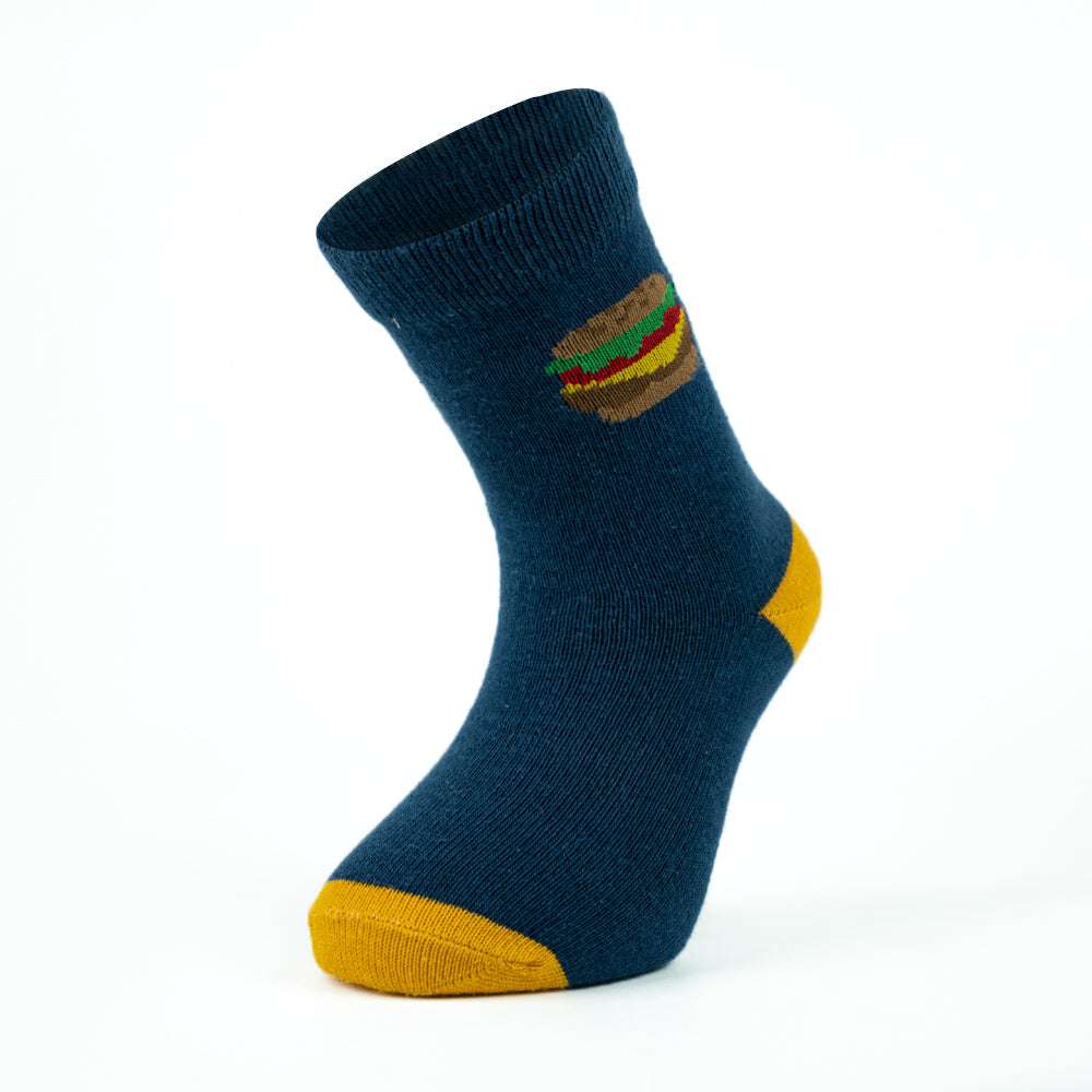 Boys Burger Print Crew Socks