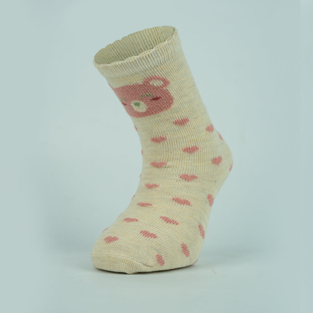 Baby Girl Bear & Heart Pattern Socks