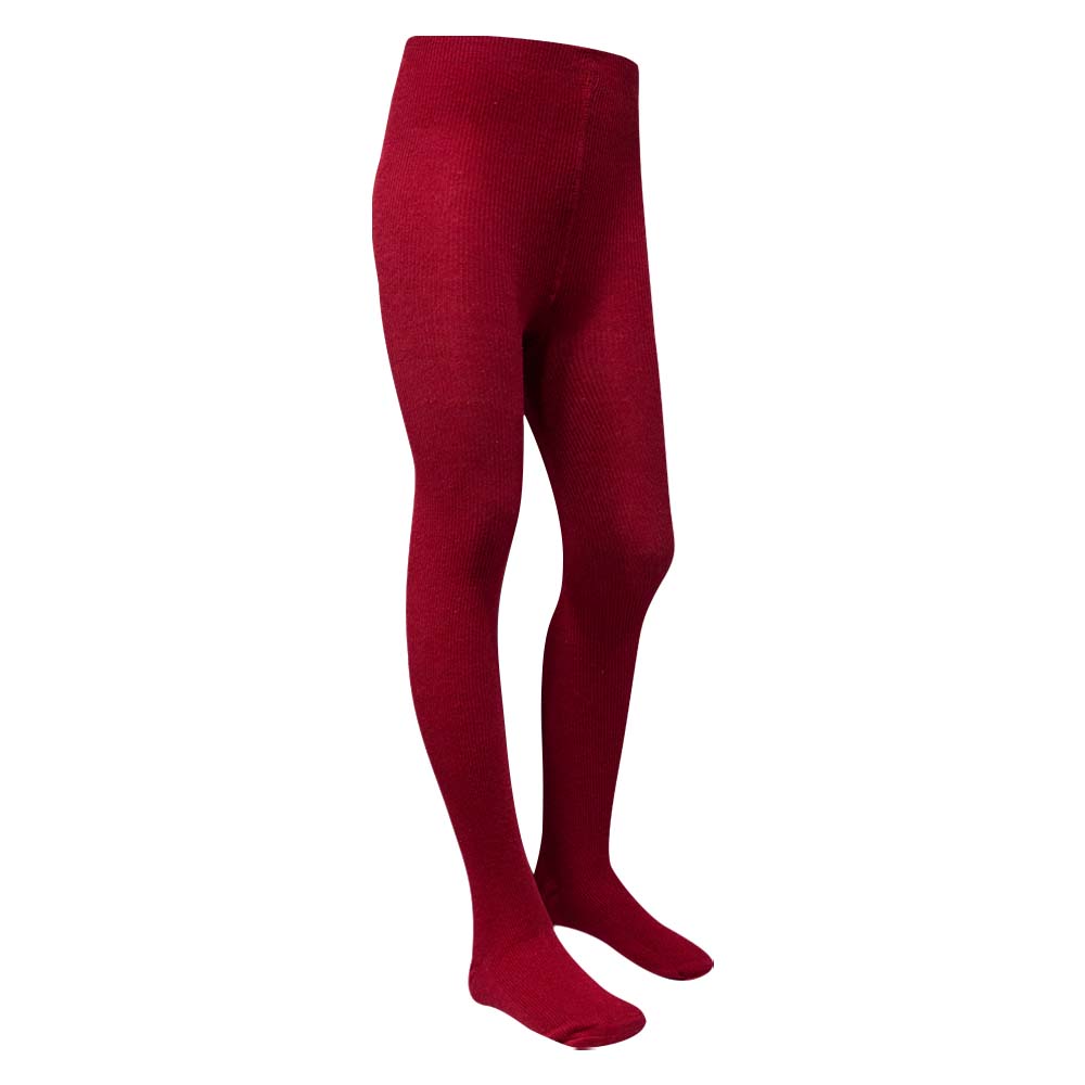 Cozy Knit Plain Red Girls Tights (OT)