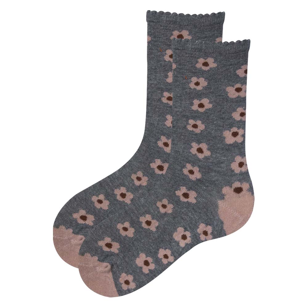Girl's Polka Dot & Floral Print Ankle Socks