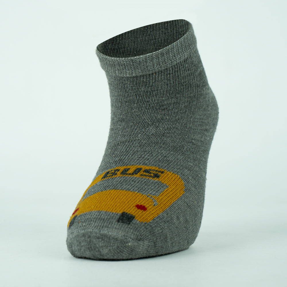 School Bus Print Ankle Boy Socks