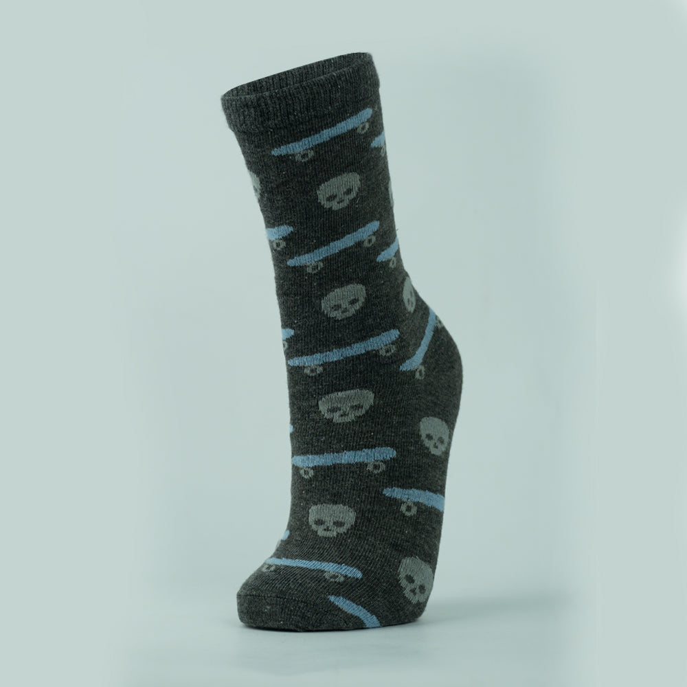 Boys Skateboard & Skull Print Socks