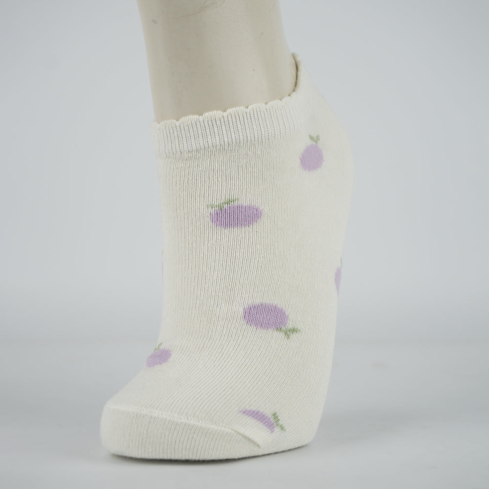 Lavender Fruit Print Ankle Girls Socks