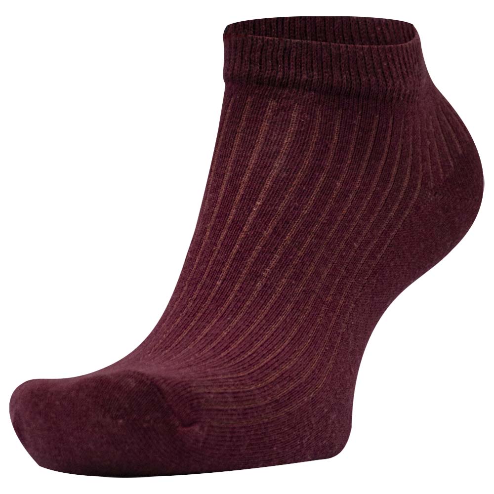 Women Maroon Ribbed Ankle Socks