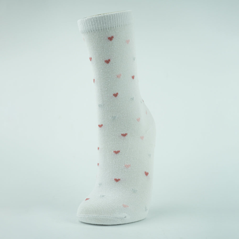 Girls Premium Heart-Print Crew Socks
