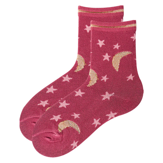 Girls Celestial Moon & Stars Print Ankle Socks