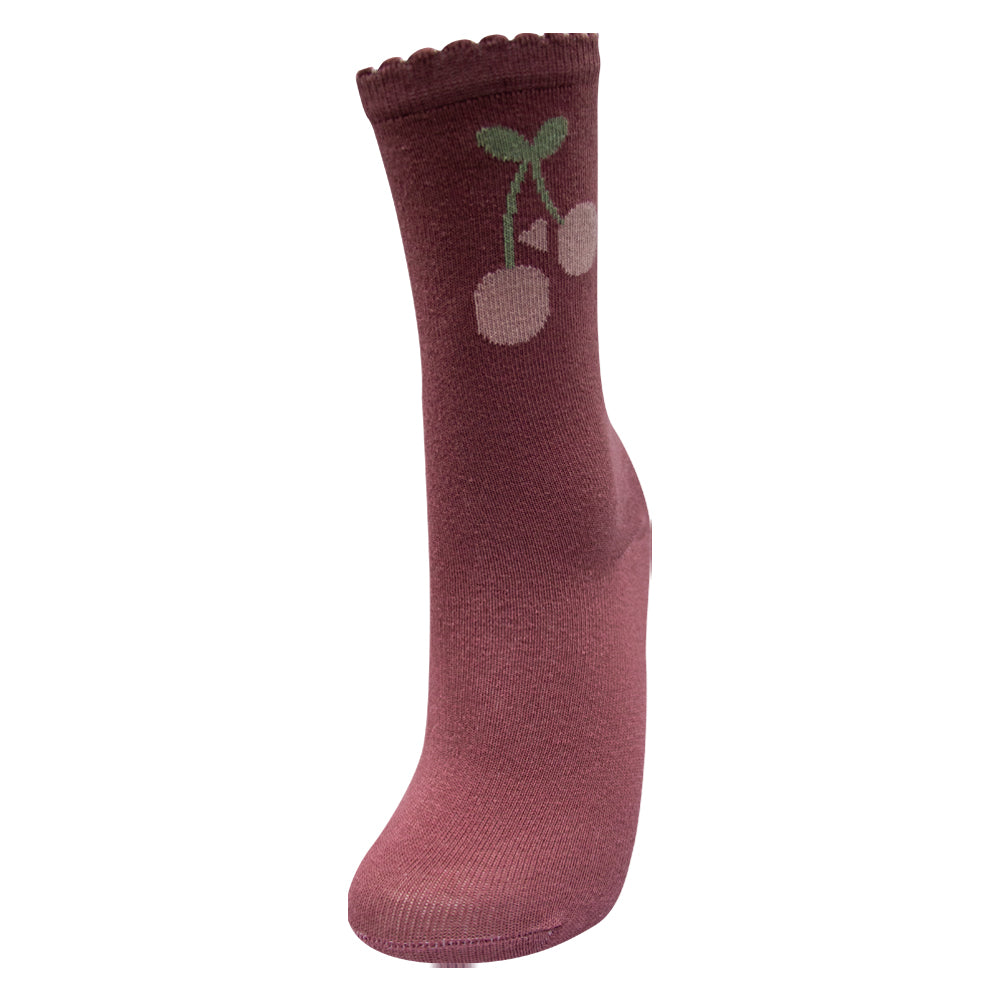 Girls' Cherry Knit Crew Socks
