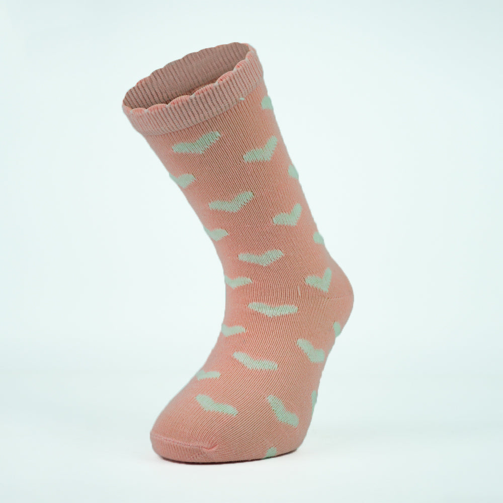 Adorable Girls Heart-Print Crew Socks