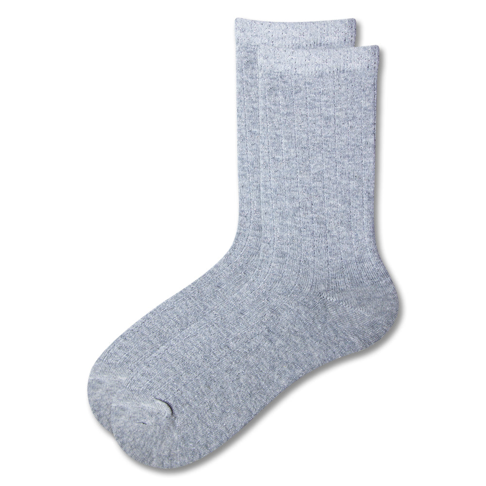 Girls Premium Grey Ribbed Crew Socks