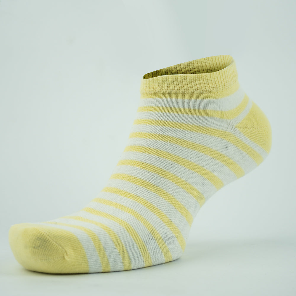 Women Yellow Striped Ankle Socks