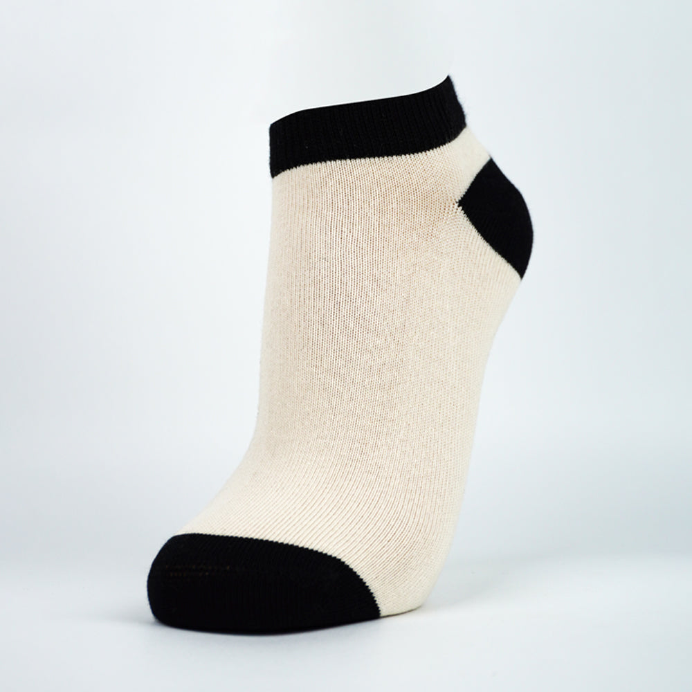 Women's Beige with Black Ankle Socks