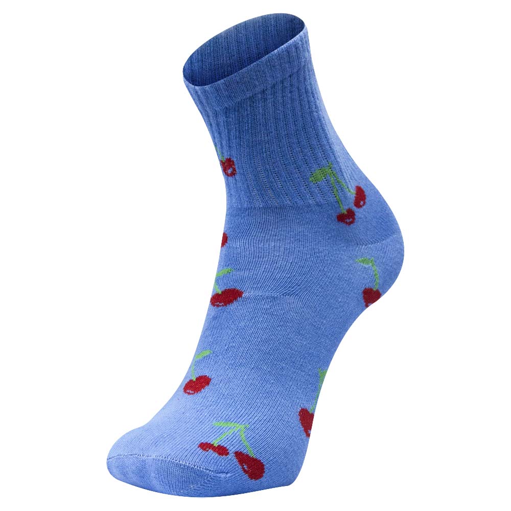 Women Blue Cherry Print Socks