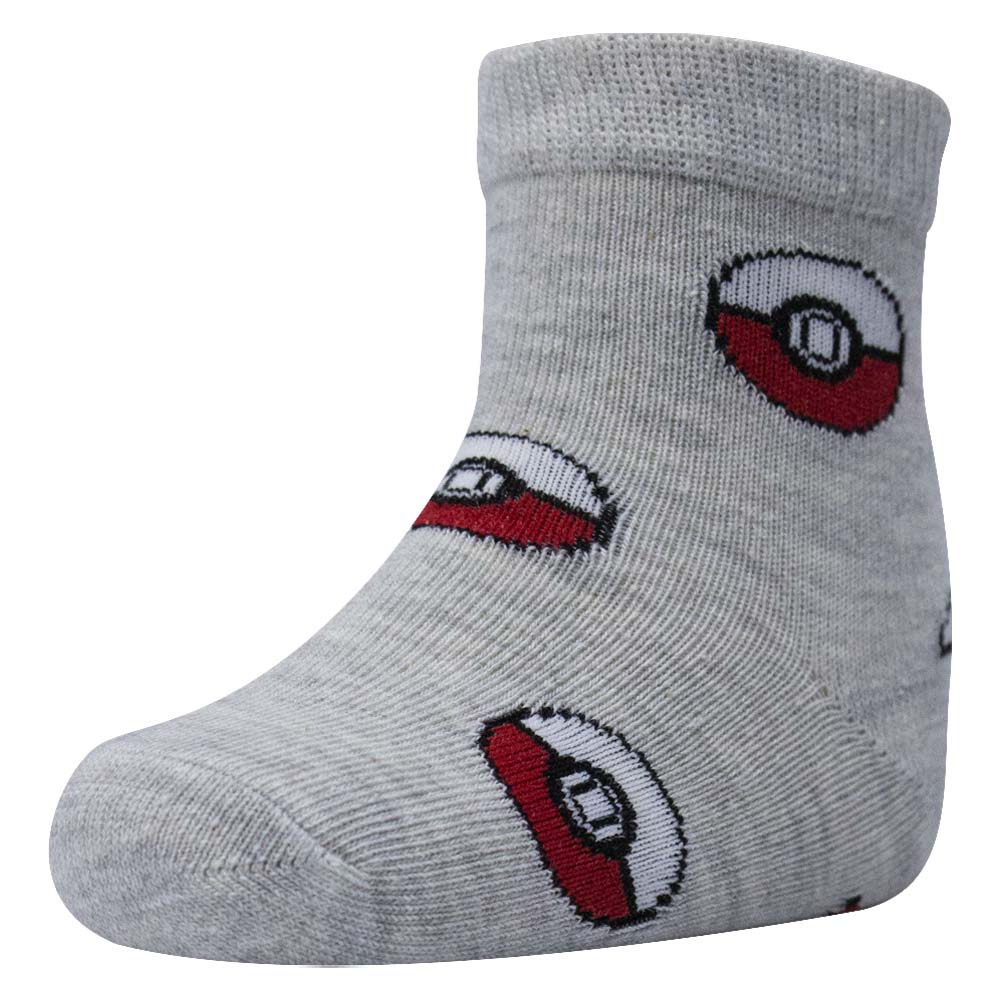 Grey &  Red Pokeball Print Baby Boy Socks