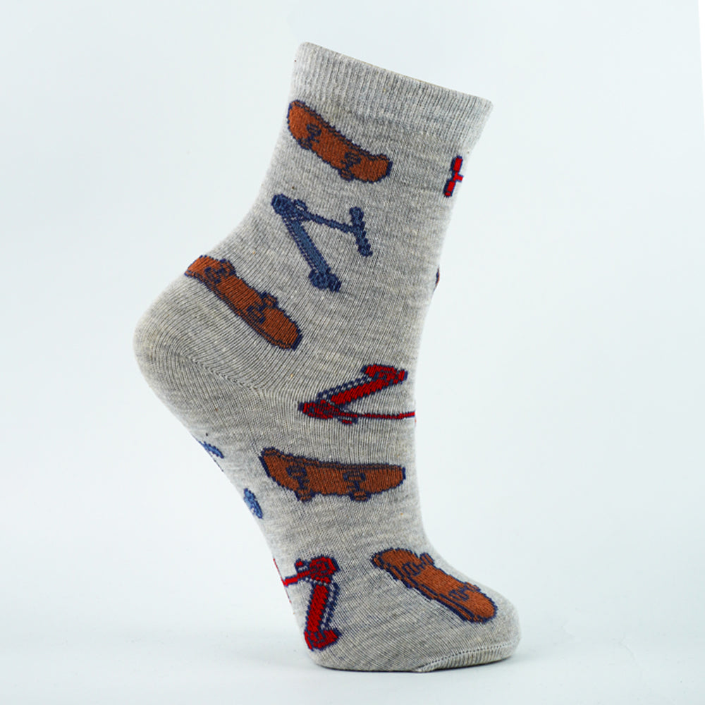 Boys Skater & Scooter Print Crew Socks