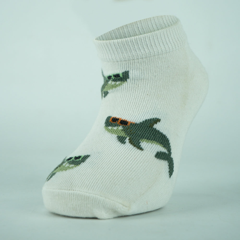Boys Shark Print Cotton Ankle Socks