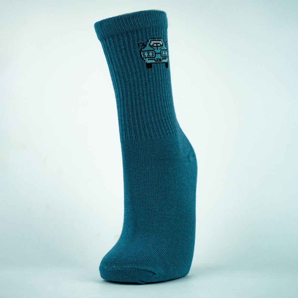 Blue Car Crew Socks