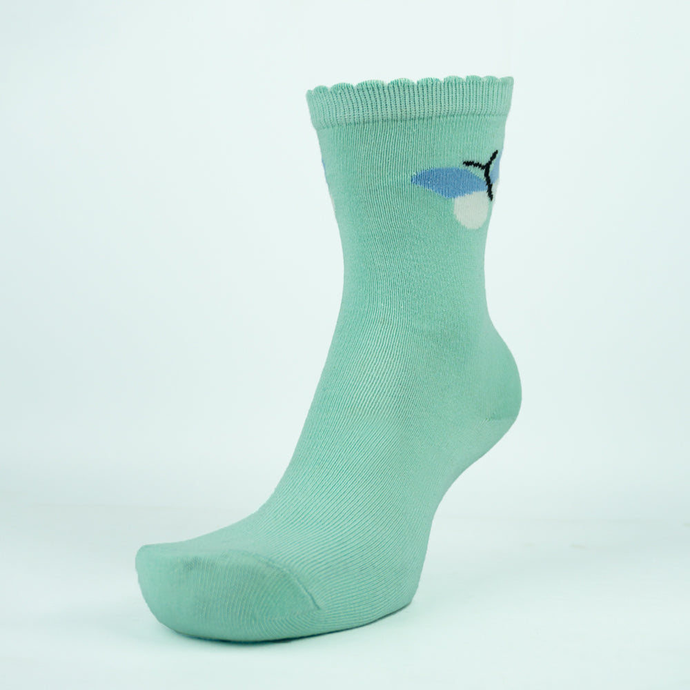 Mint Green Butterfly Ankle Girls Socks