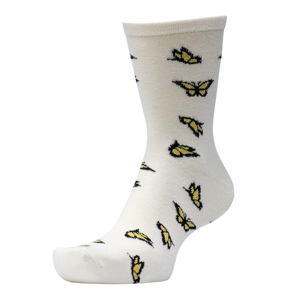Women Butterfly Print Crew Socks