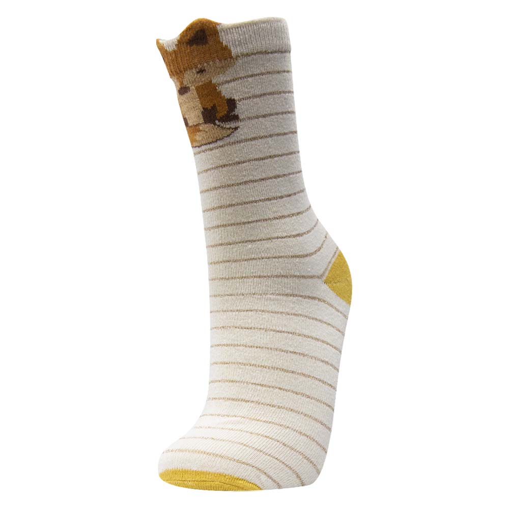 Chic Fox Striped Crew Socks for Girls
